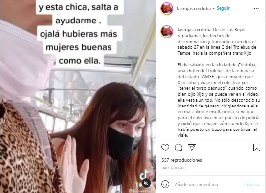 Córdoba: Discriminación hacia una joven trans en el transporte público
